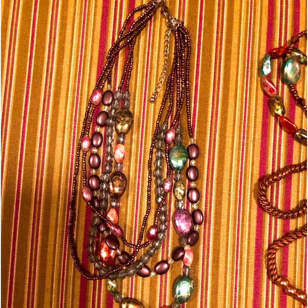 Multi Stone Necklace With Coordinating Stretch Br… - image 1